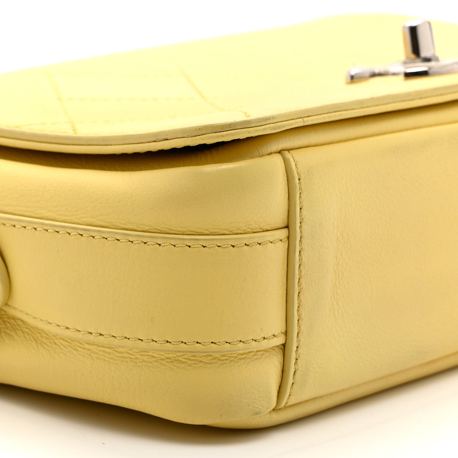 Calfskin Small Stitched Flap Yellow