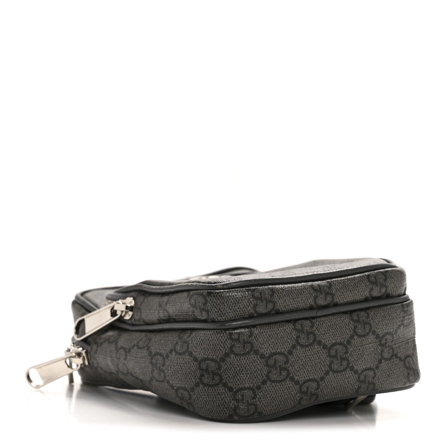 GG Supreme Monogram Textured Dollar Calfskin Mini Ophidia Messenger Grey Black Graphite Grey
