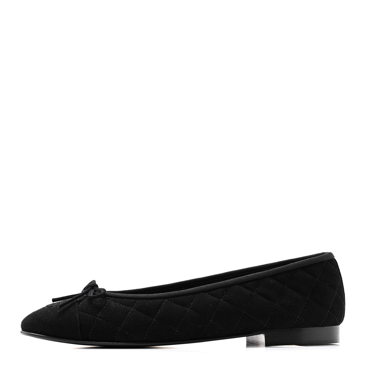 Suede Quilted Cap Toe CC Ballerina Flats 39.5 Black