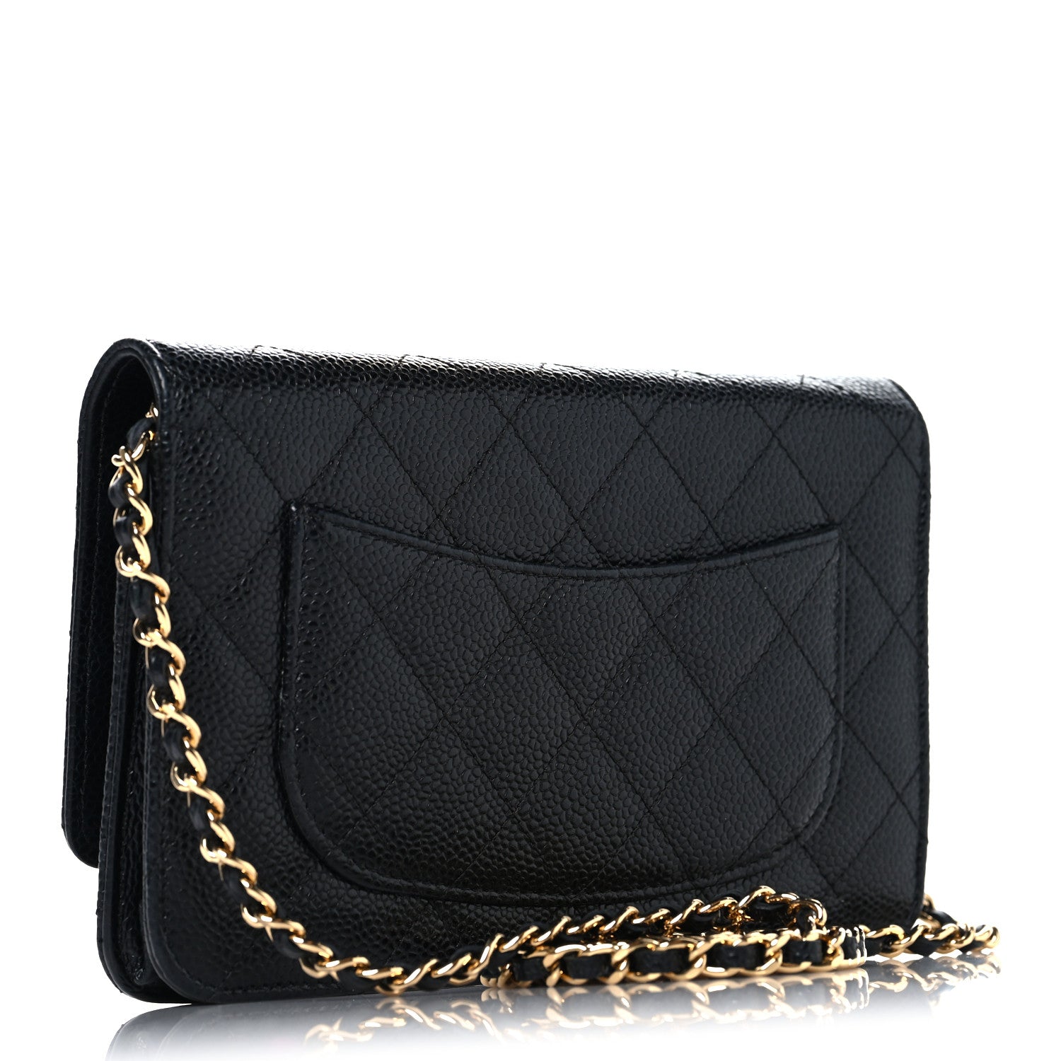 Caviar Quilted Wallet On Chain WOC Black