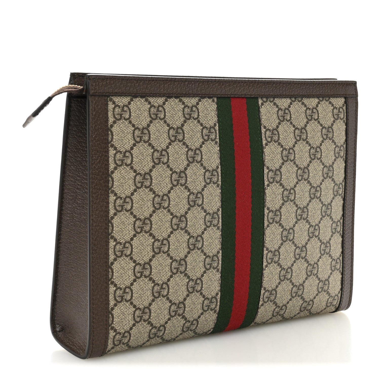 GG Supreme Monogram Web Ophidia Pouch Brown