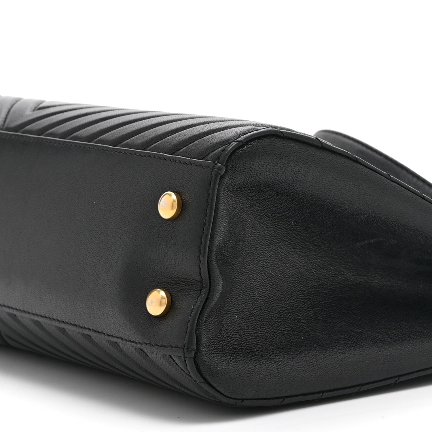Shiny Sheepskin Chevron Quilted Collar and Tie Flap Black