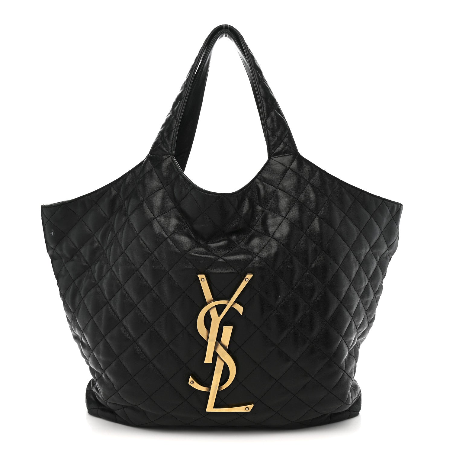 Lambskin Quilted Maxi Icare Shopping Tote Black