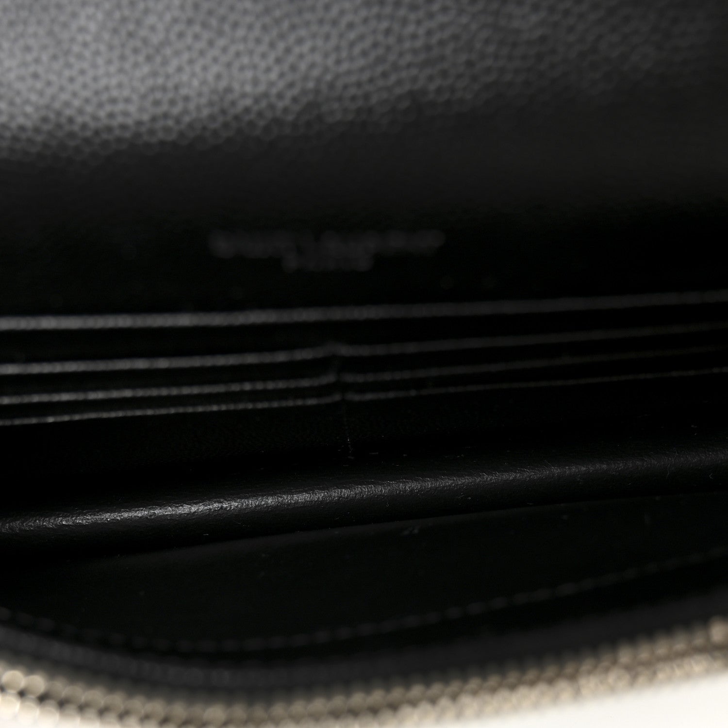 Grain De Poudre Matelasse Chevron Monogram Envelope Chain Wallet Black