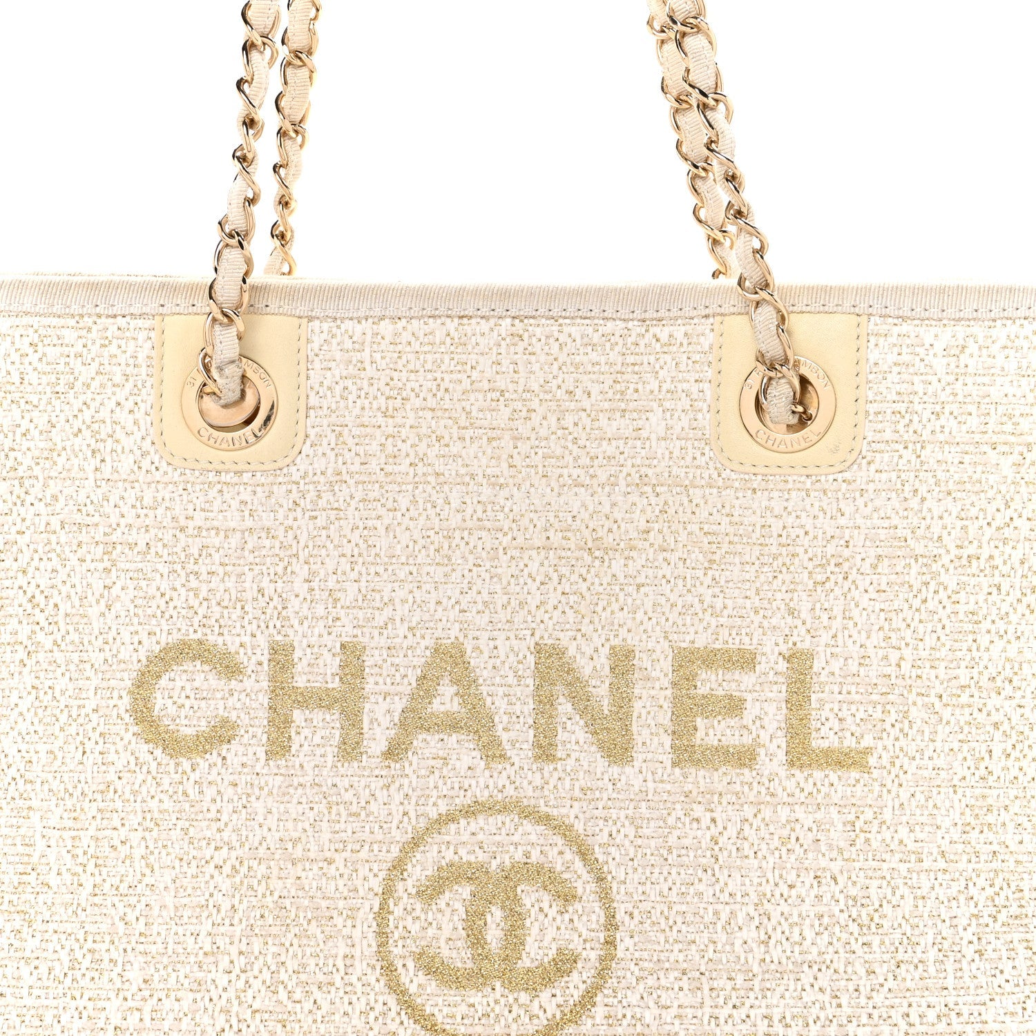 Lurex Boucle Small Deauville Tote Ivory