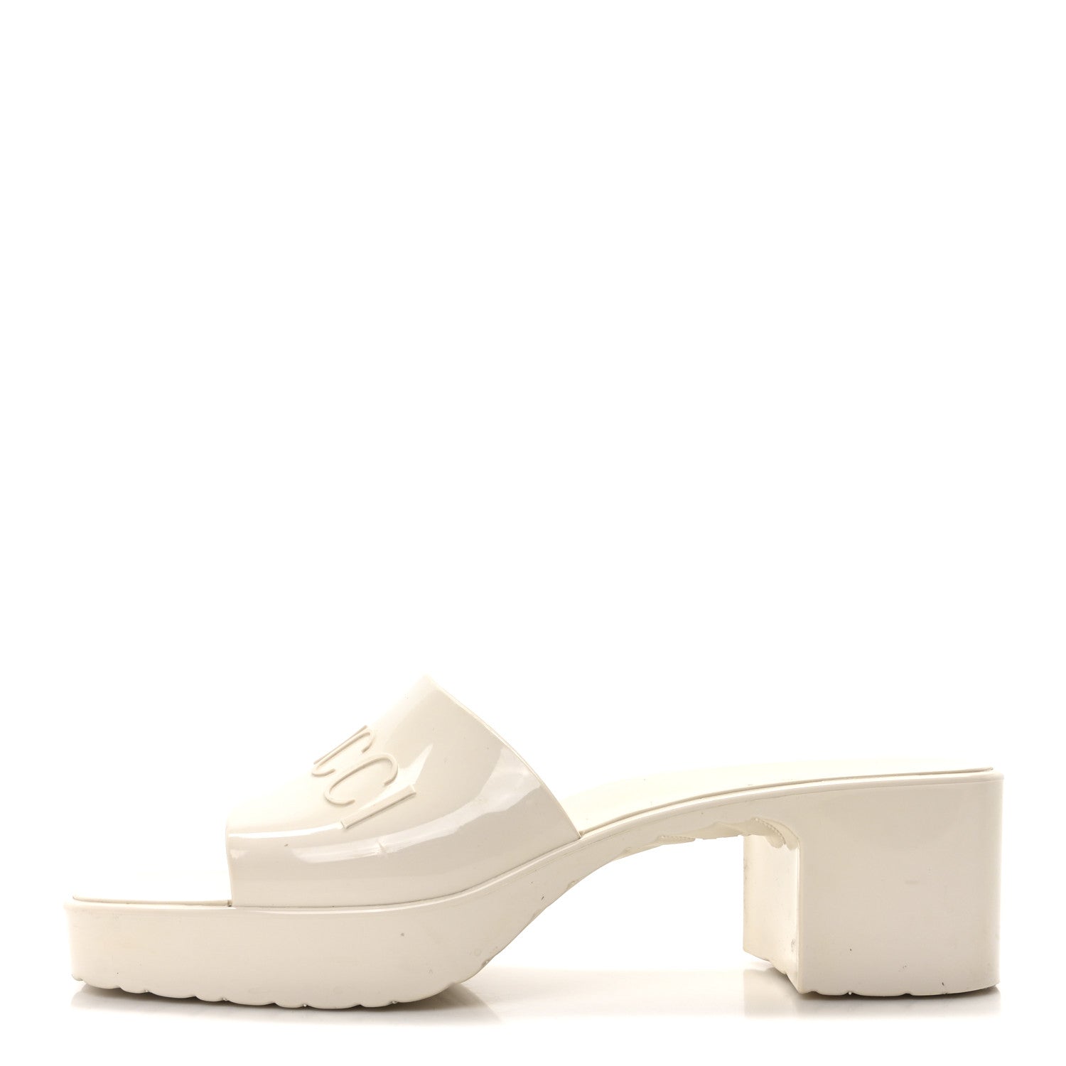 Rubber Gucci Logo Womens Platform 20/60mm Slide Sandals 40 Mystic White