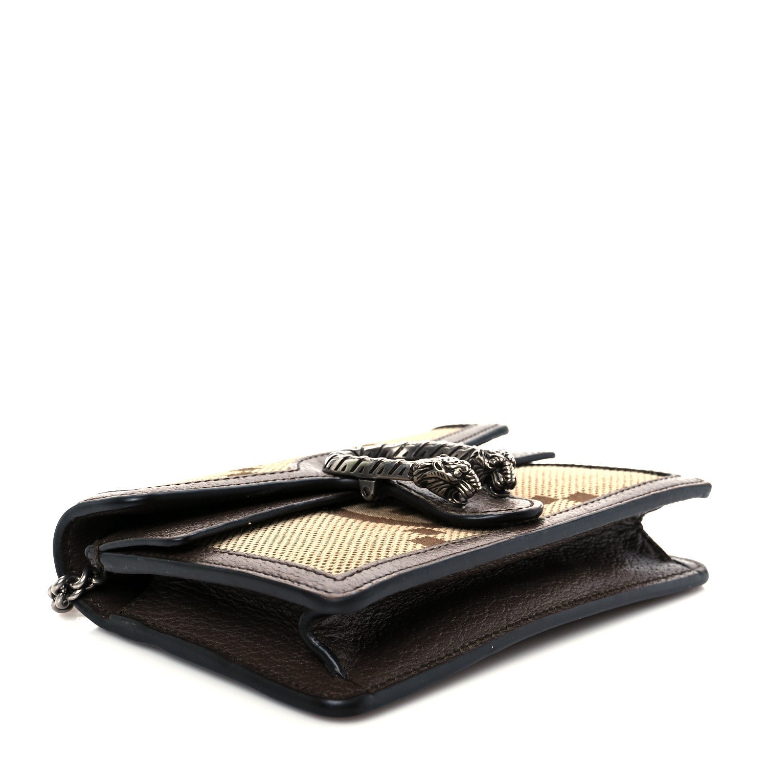 Monogram Jumbo GG Textured Dollar Calfskin Super Mini Dionysus Shoulder Bag Camel Ebony New Acero