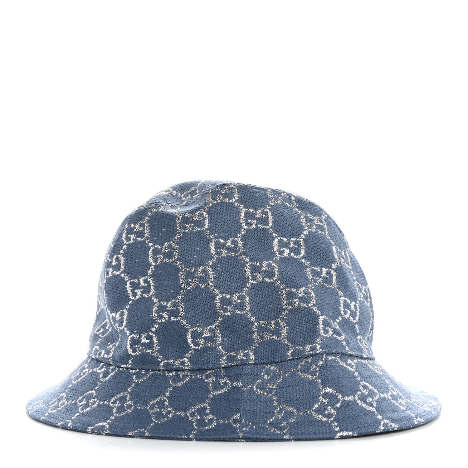 Canvas Lame GG Monogram Bucket Hat S Light Blue Silver