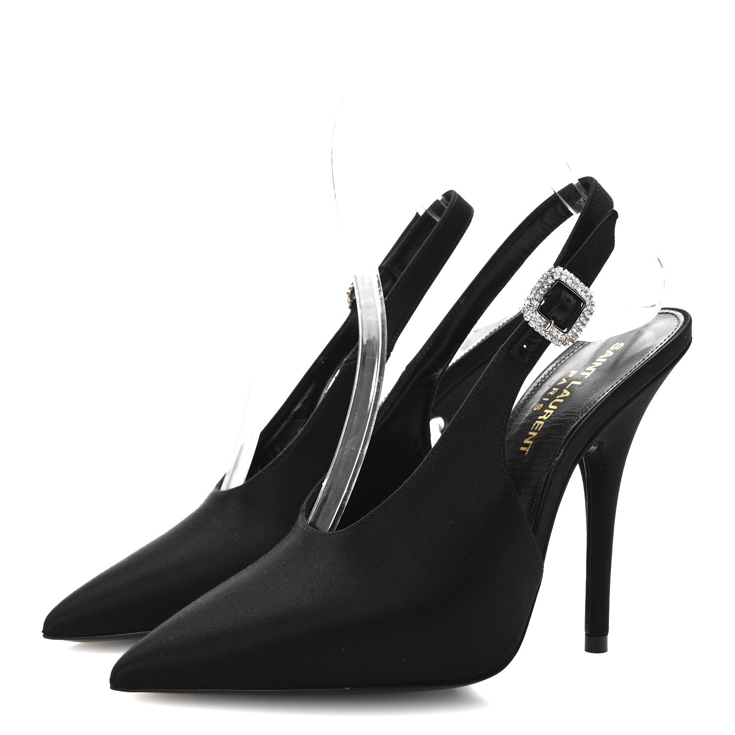 Silk Satin Yasmeen 115 Slingback Pumps 35 Black