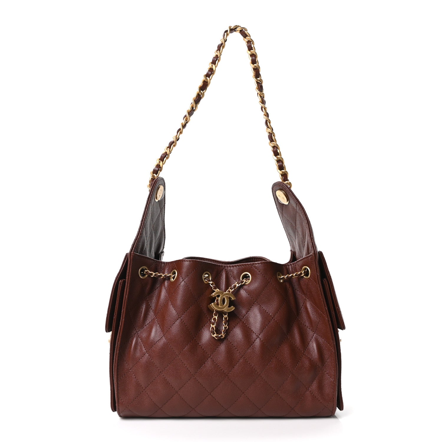 Caviar Quilted Small Chanel 25 Handbag Brown