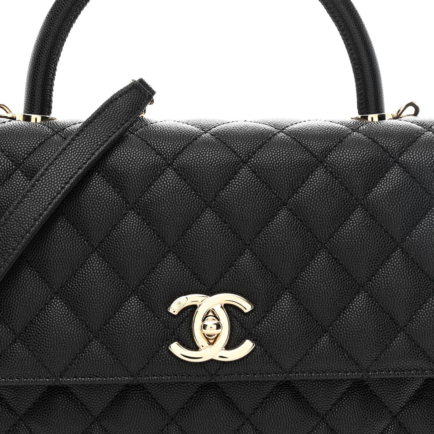 Caviar Quilted Medium Coco Handle Flap Black
