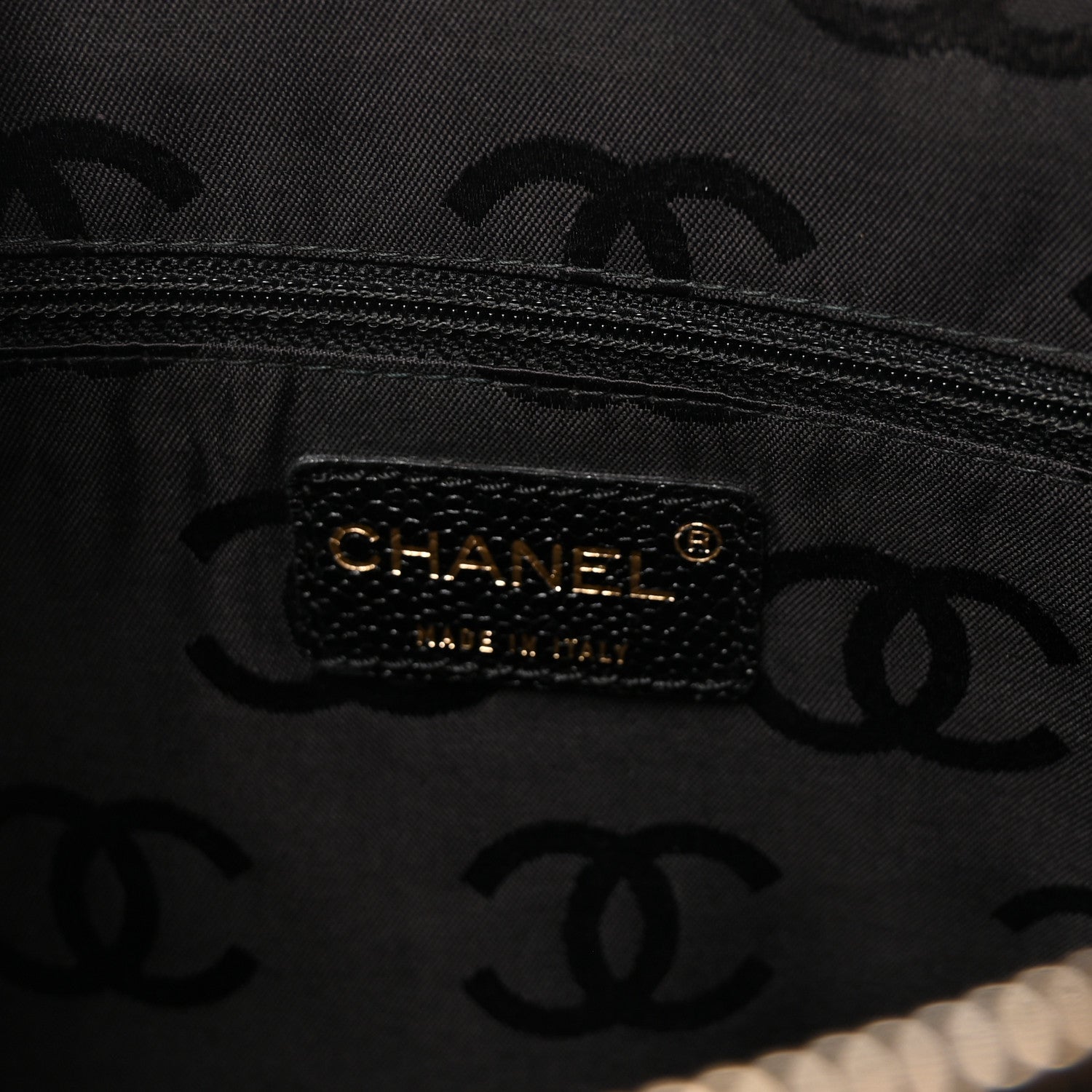 Caviar Stitched Chocolate Bar Shopping Tote Black
