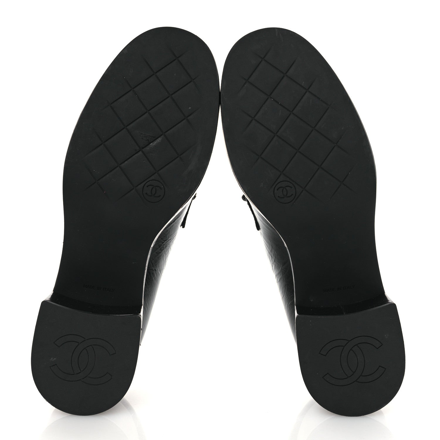 Shiny Calfskin Logo Loafers 38 Black