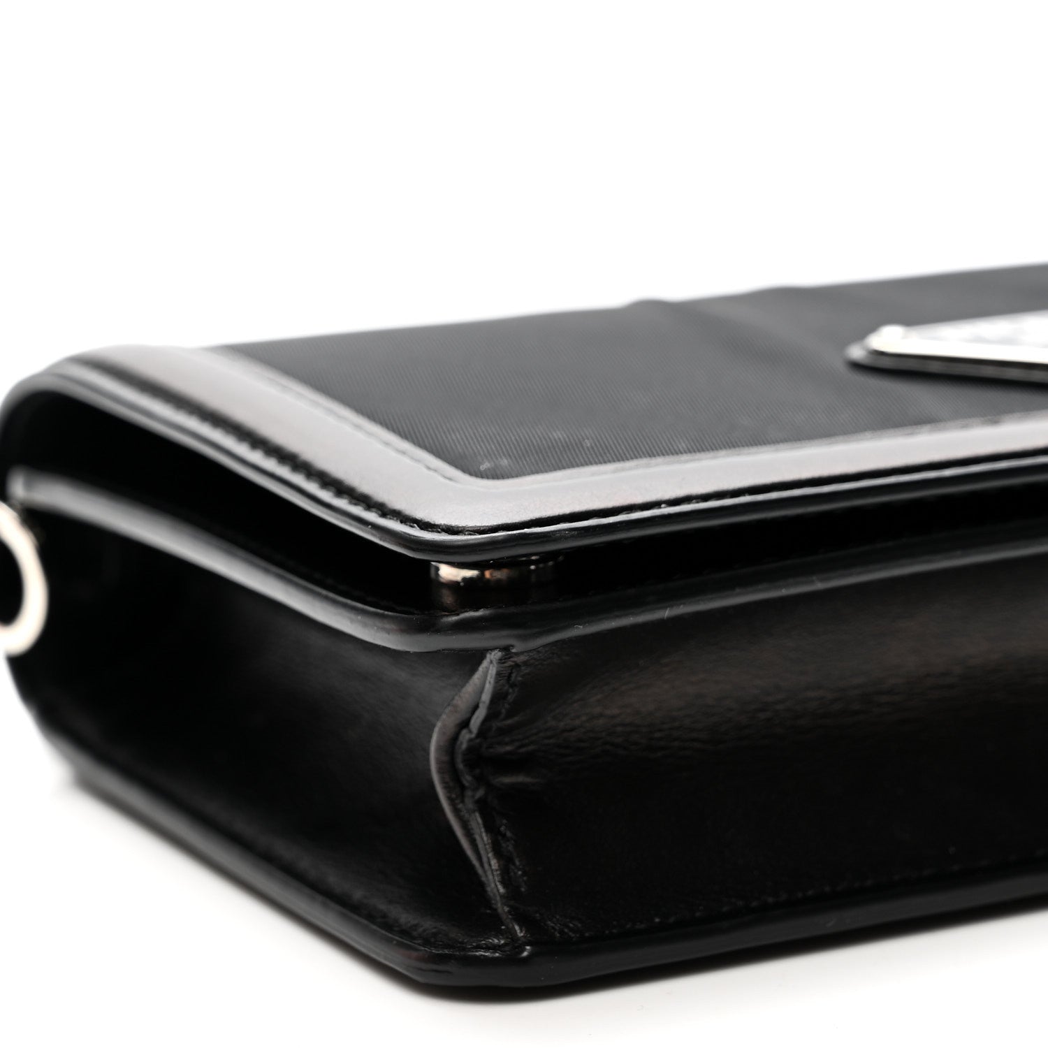 Nylon Metallic Calfskin Mini Crossbody Bag Black