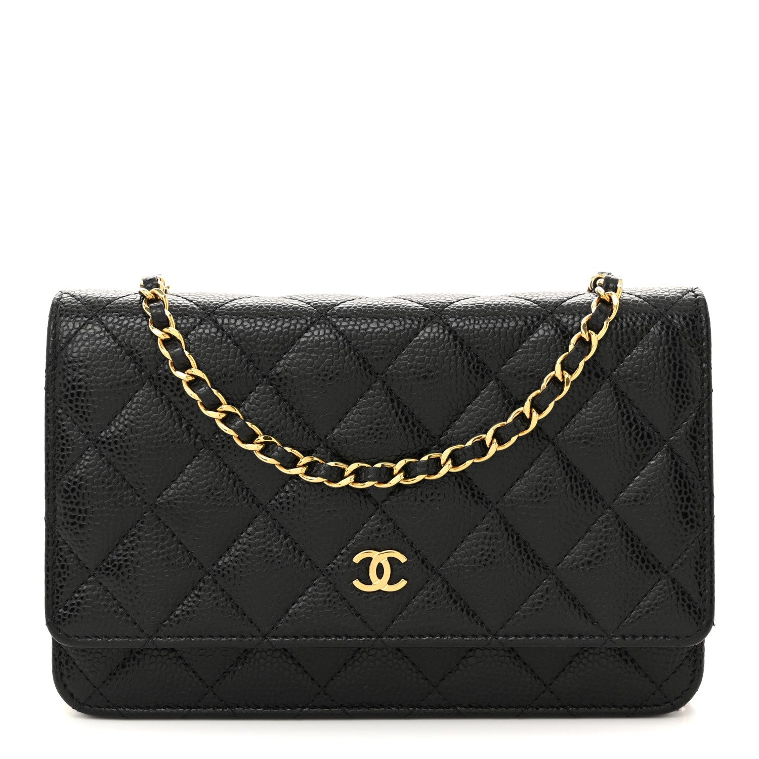 Caviar Quilted Wallet On Chain WOC Black