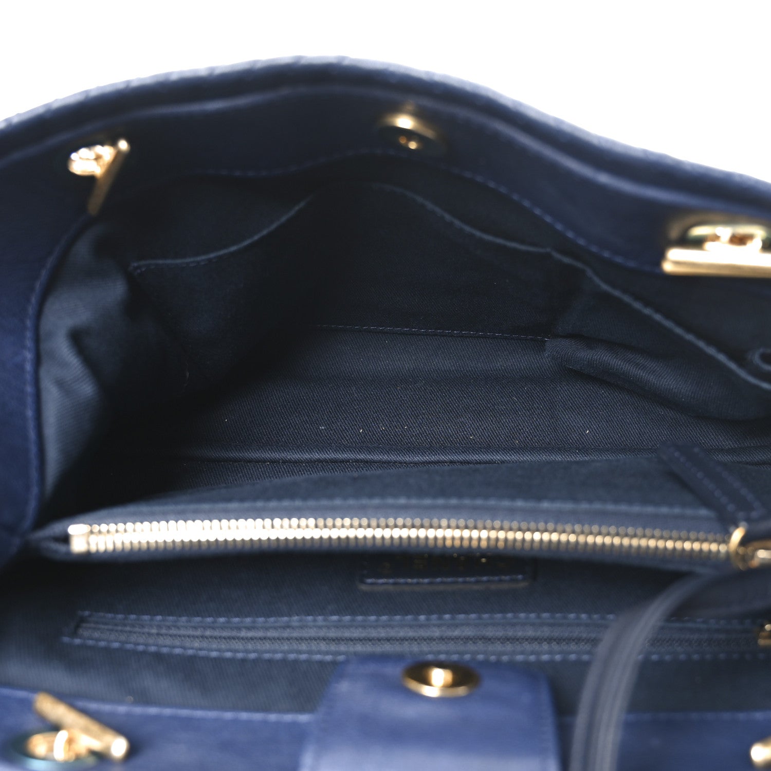 Wrinkled Lambskin Chevron Quilted Surpique Tote Navy Blue