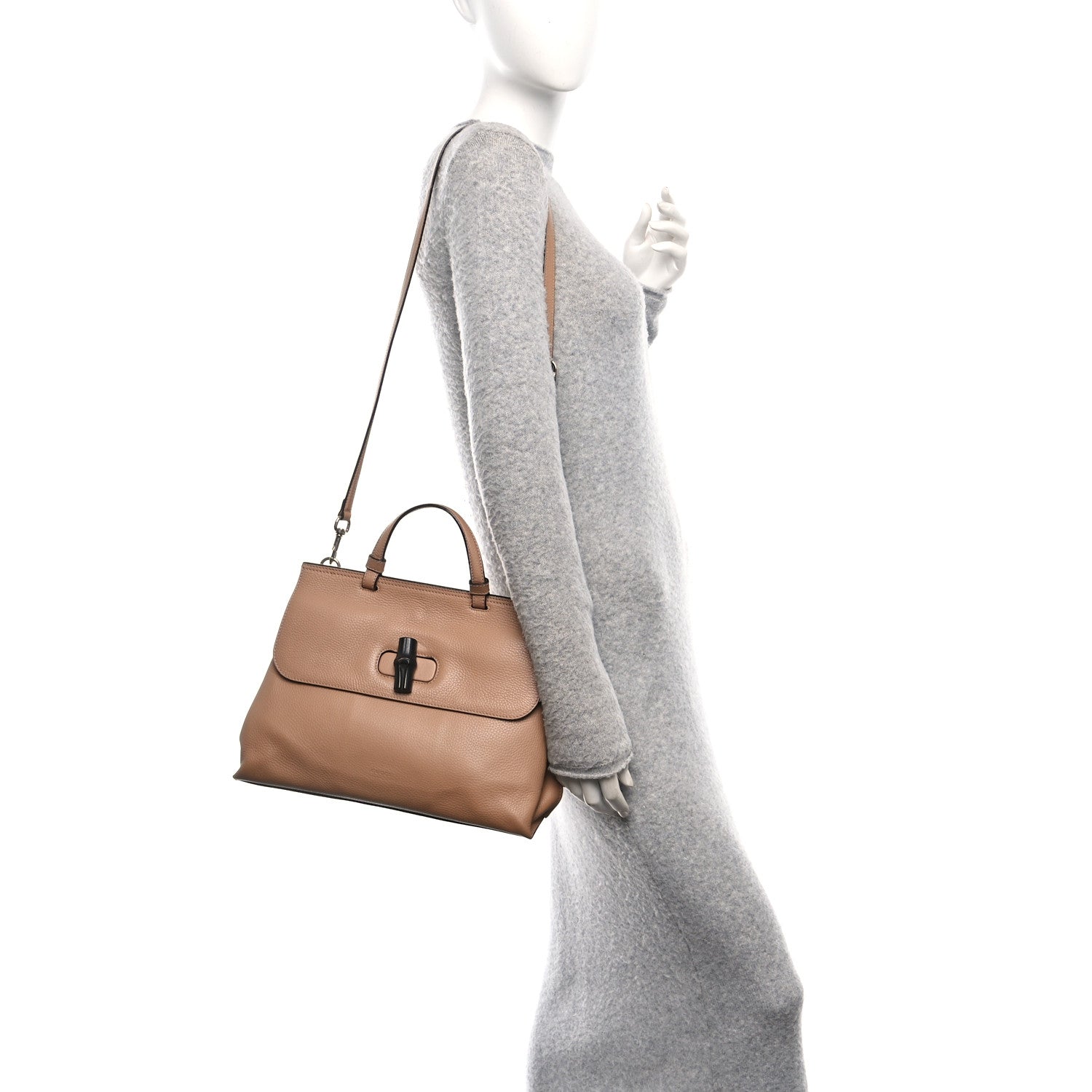 Cellarius Calfskin Small Bamboo Daily Top Handle Bag Camelia