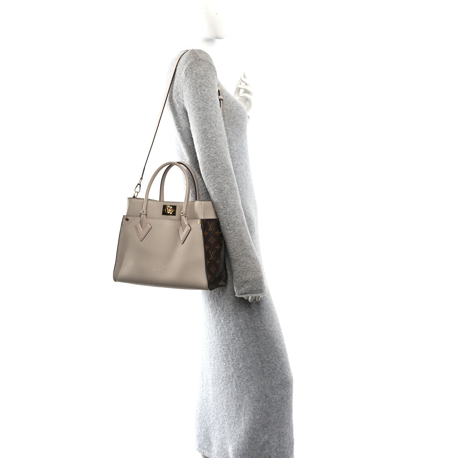Calfskin Monogram On My Side MM Greige