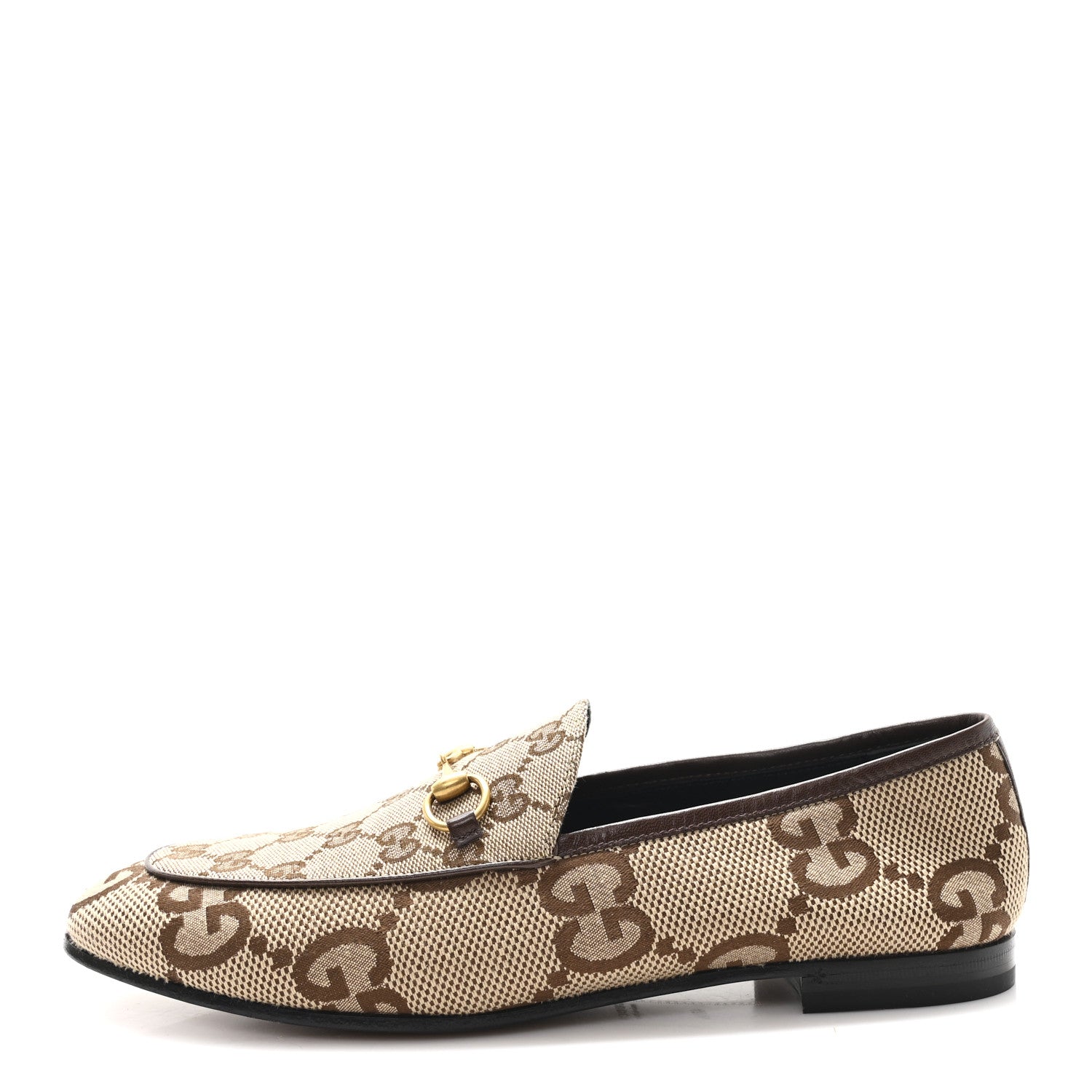 Monogram Jumbo GG Malaga Kid Horsebit Womens Jordaan Loafers 40.5 Camel Ebony New Acero Beige