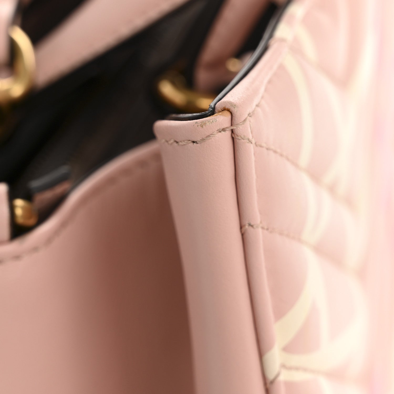 Calfskin Matelasse GucciGhost Small GG Marmont Tote Perfect Pink Rosa Ivory