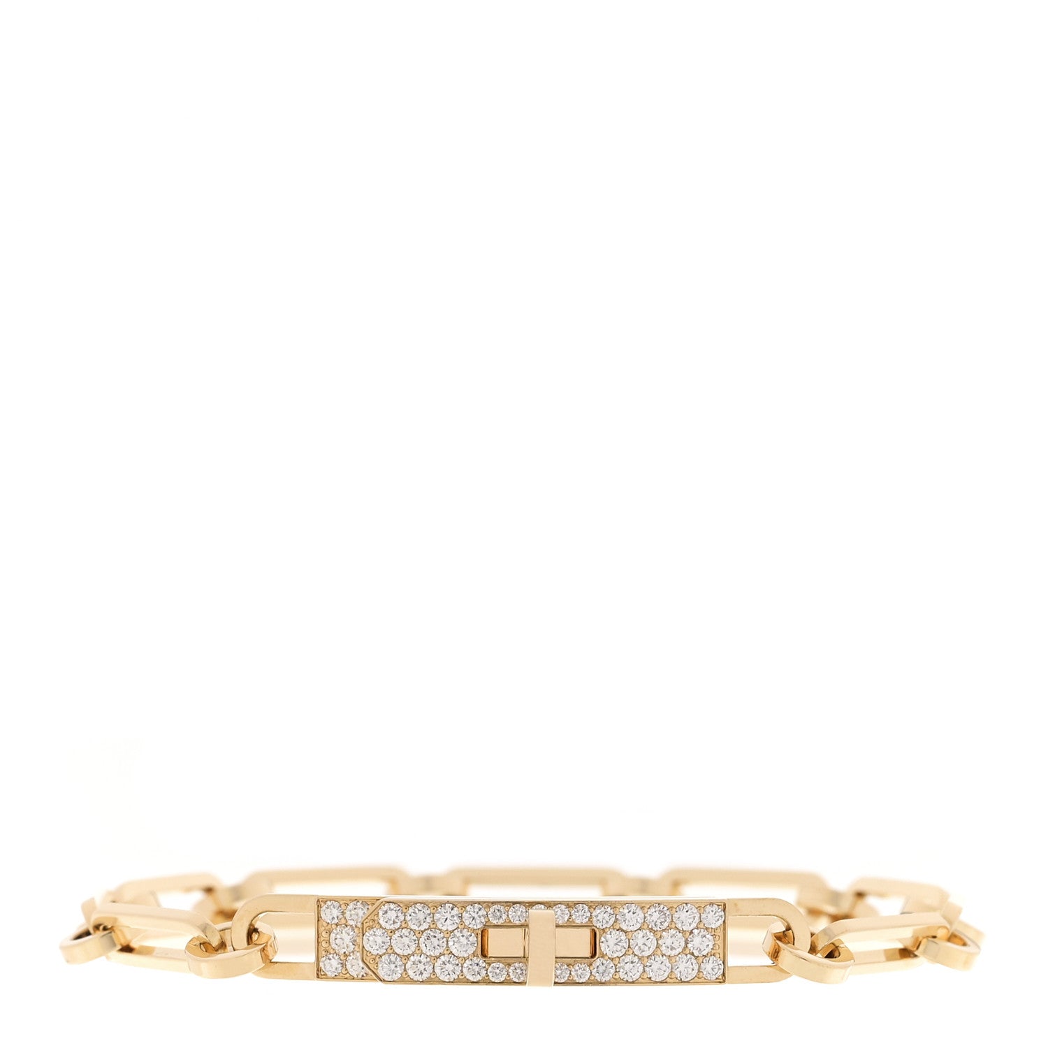 18K Yellow Gold Diamond Pave PM Kelly Chaine Bracelet ST