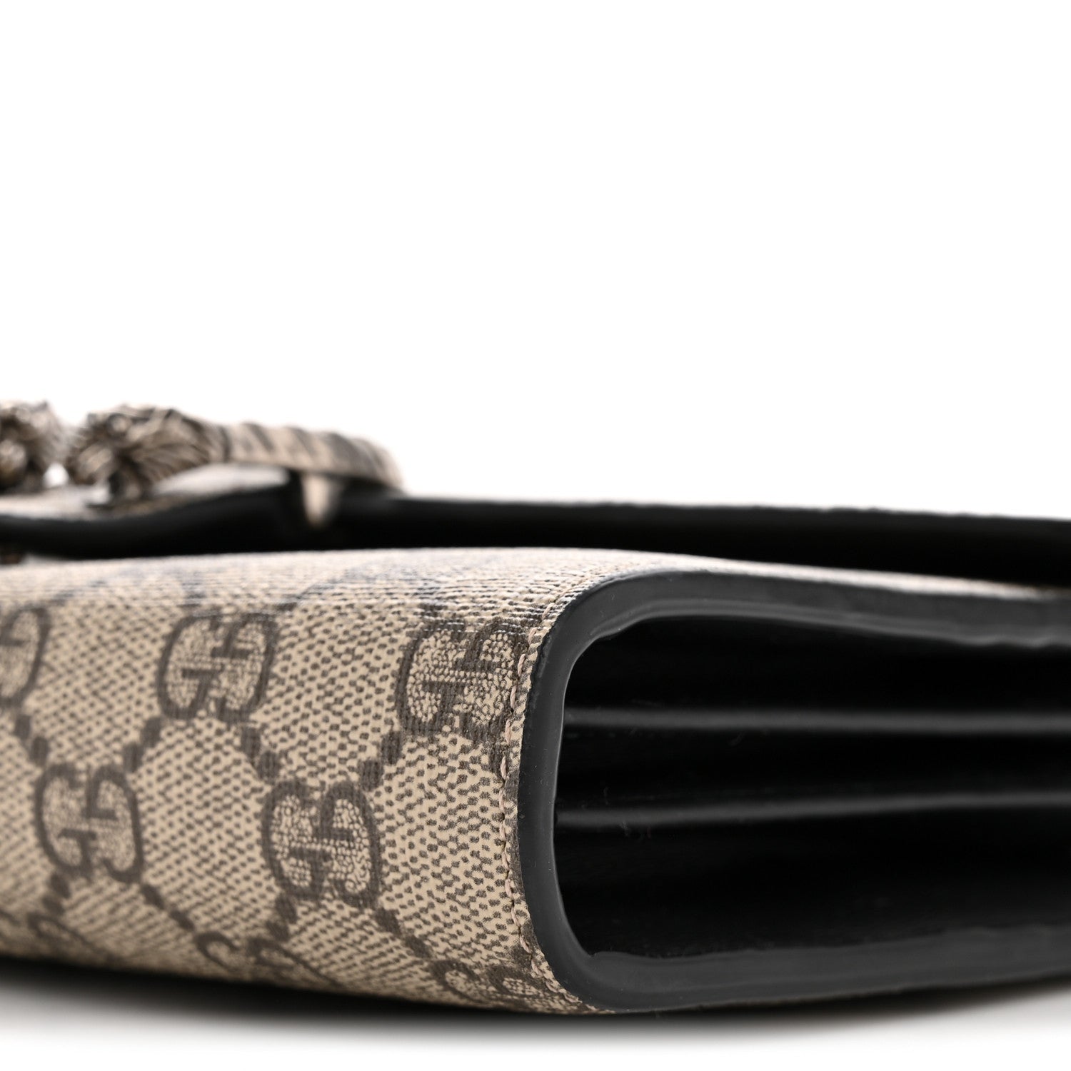 GG Supreme Monogram Mini Dionysus Chain Wallet Black