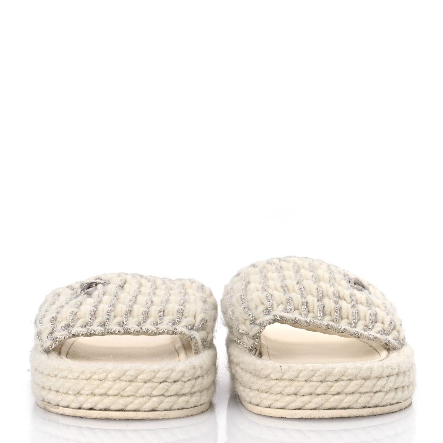 Braided Knit CC Mules 40 Ecru