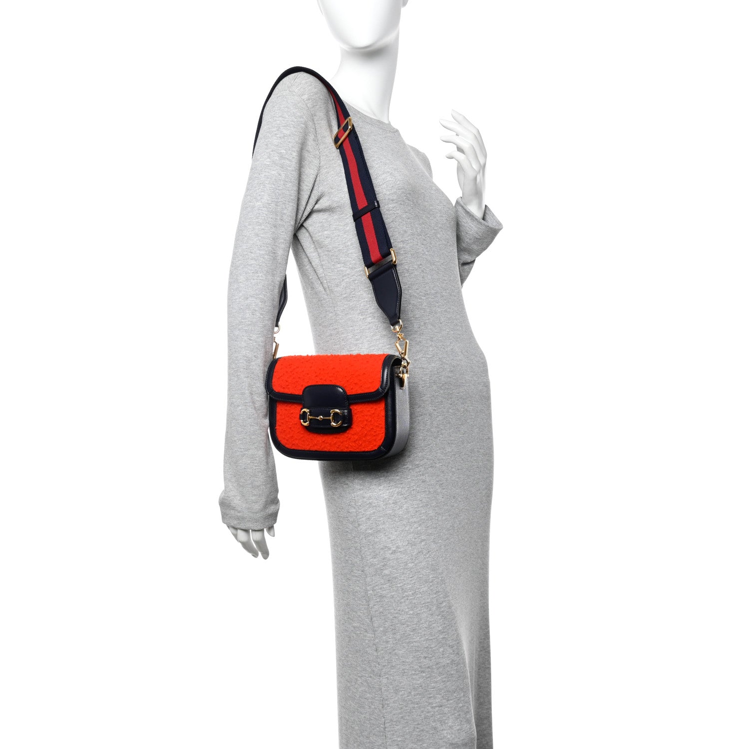 Casy Wool Azalea Calfskin Mini Horsebit 1955 Shoulder Bag Bitter Sweet Blue