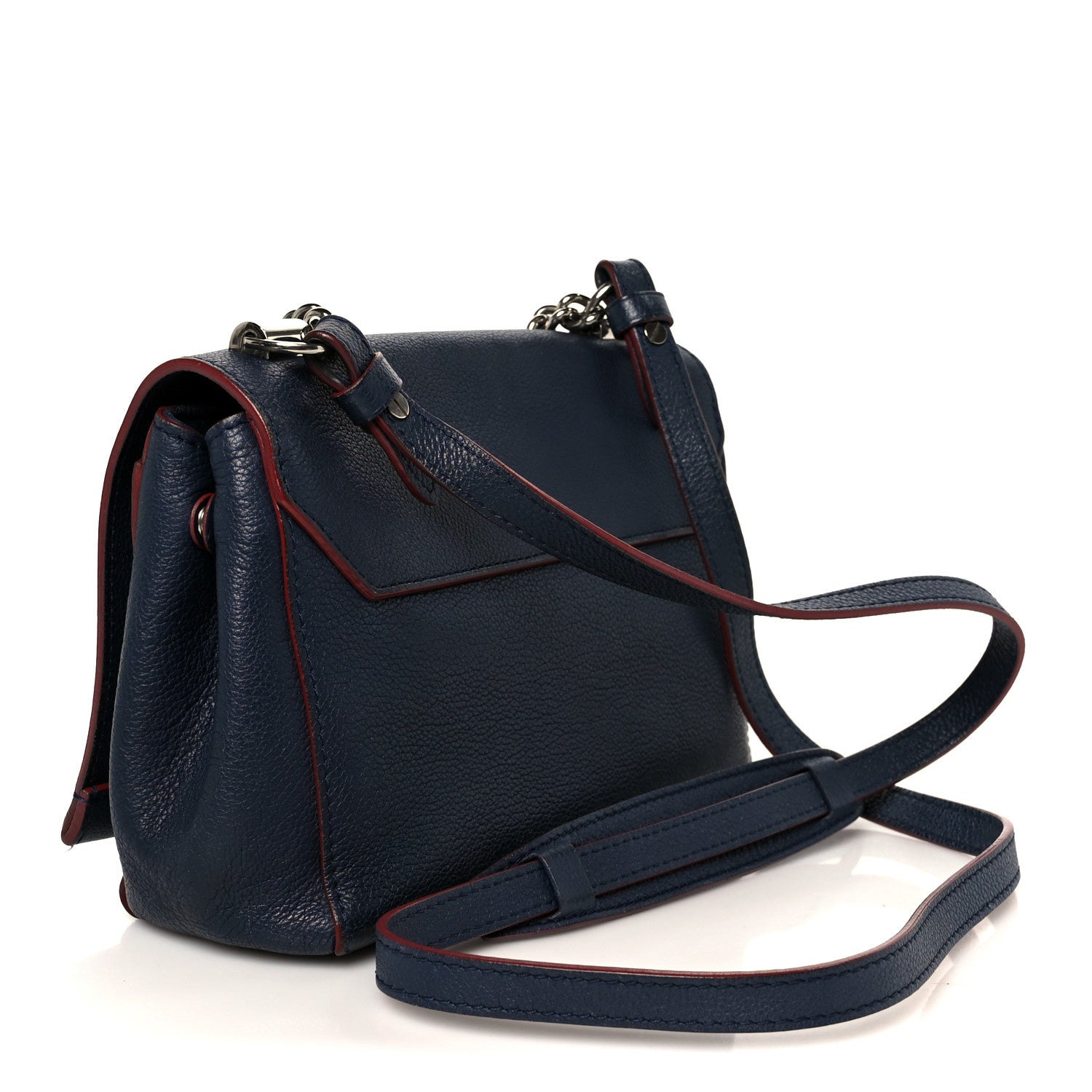Calfskin Lockme II Chain Bag BB Marine Rouge