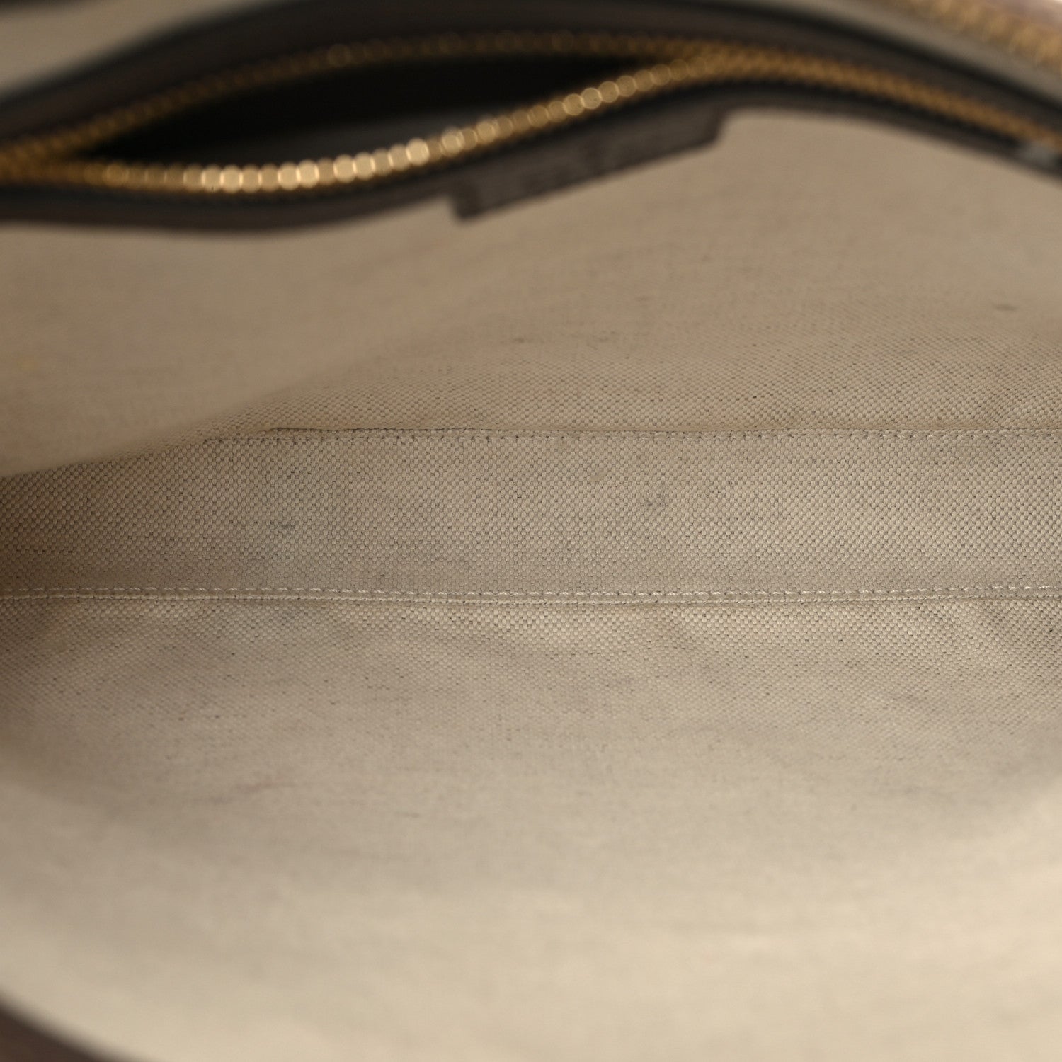 Monogram Jumbo GG Textured Dollar Calfskin Web Wristlet Messenger Bag Camel Ebony New Acero