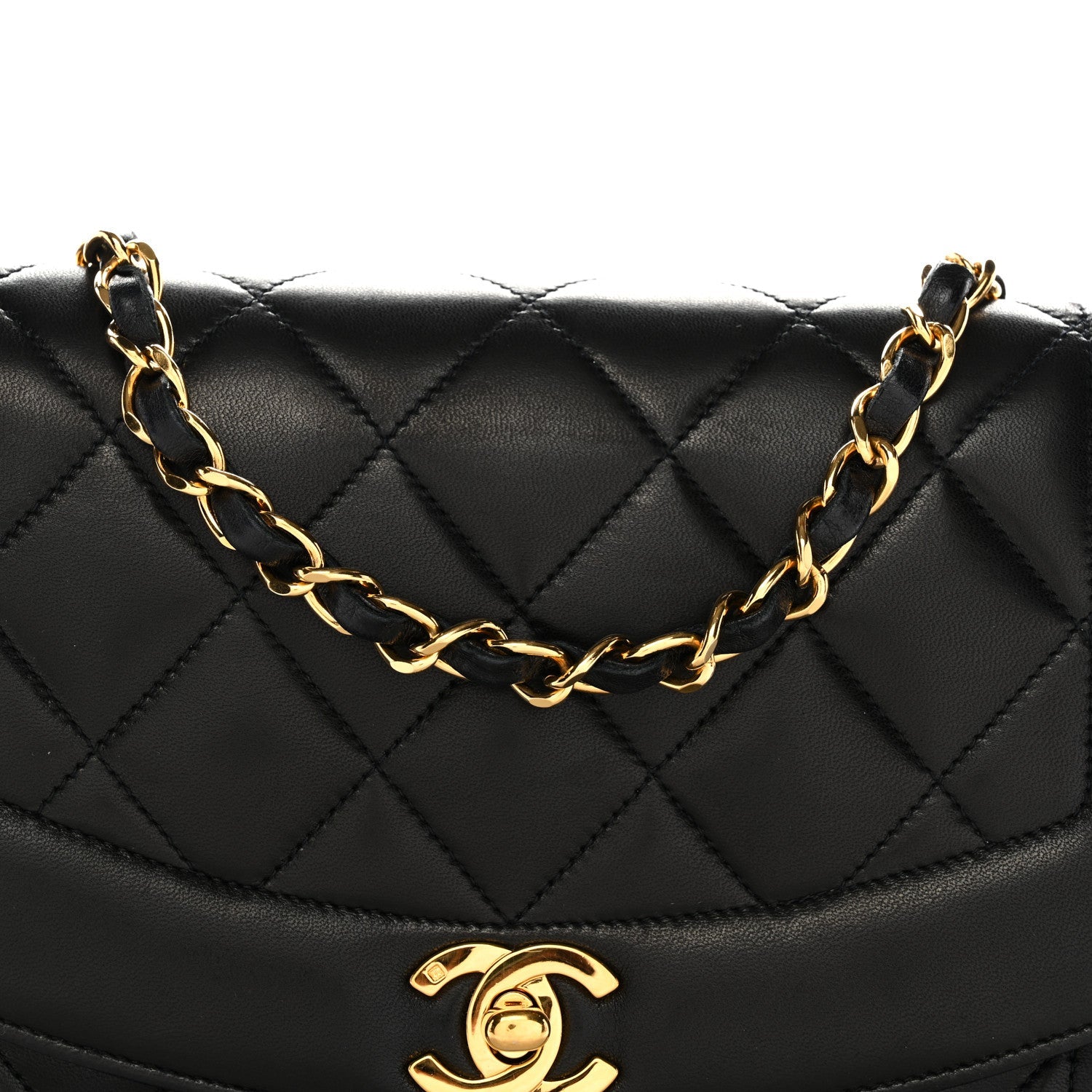 Lambskin Quilted Small Single Flap Black