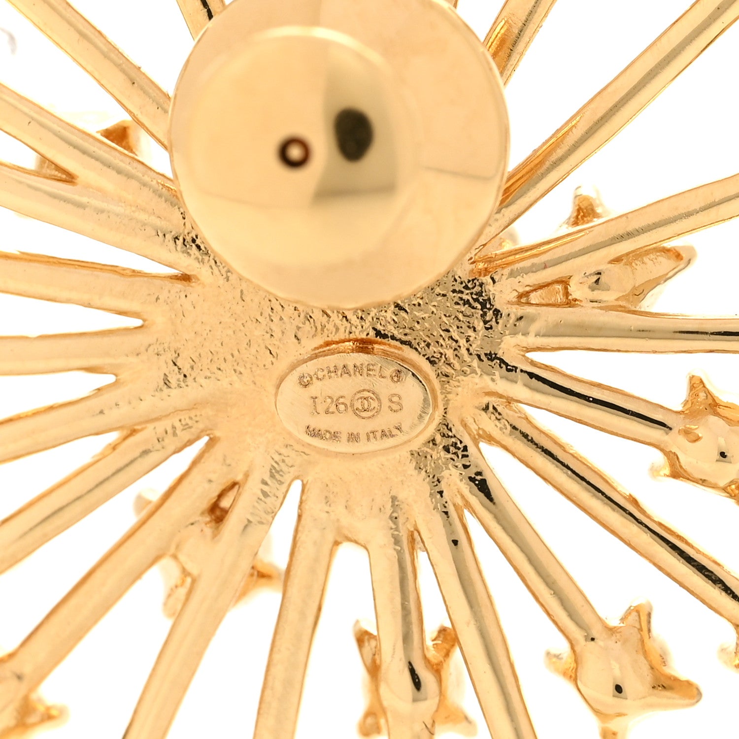 Metal Strass Starburst CC Brooch Gold