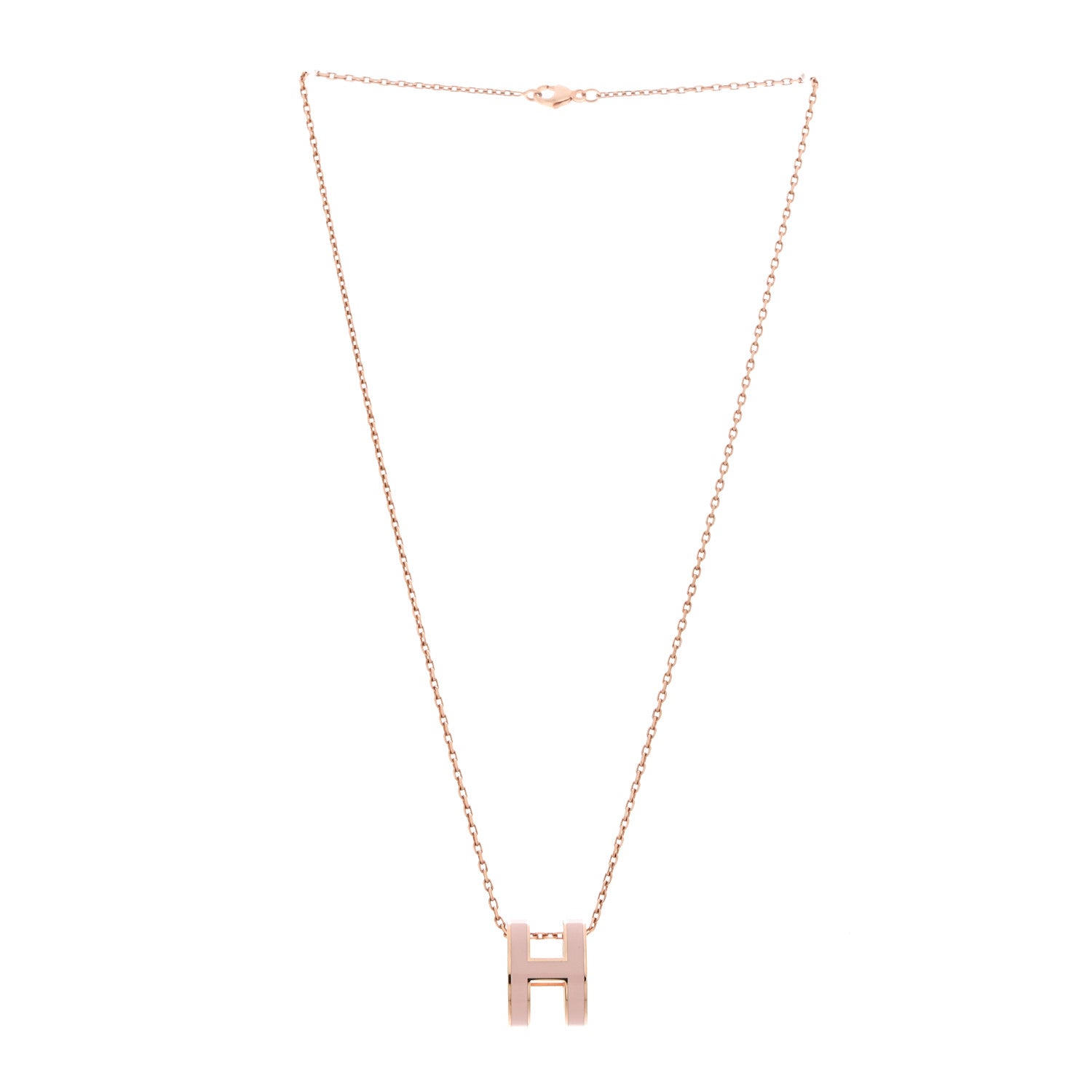 Lacquered Rose Gold Pop H Pendant Necklace Rose Dragee