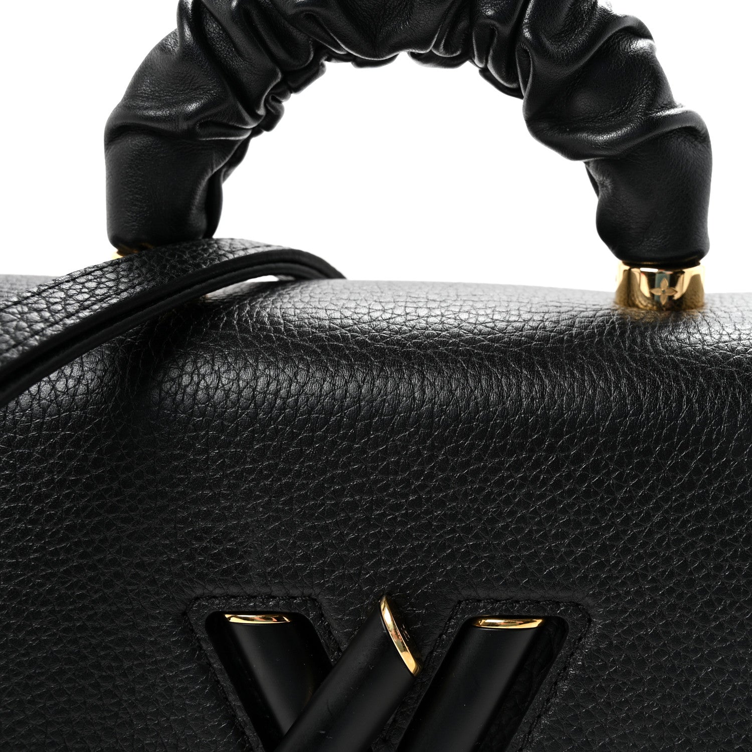 Taurillon Smooth Calfskin Scrunchie Twist One Handle MM Black