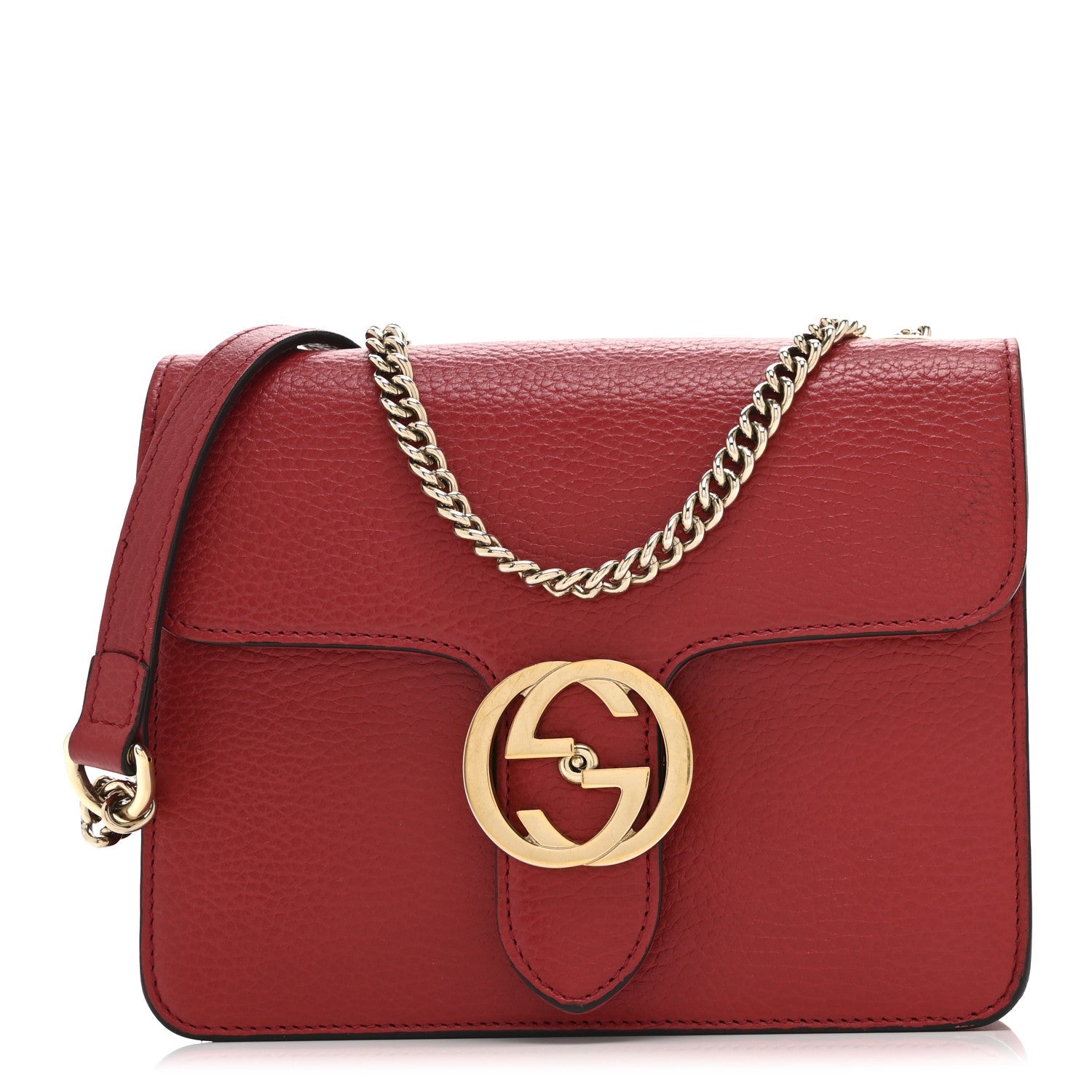 Dollar Calfskin Small Interlocking G Shoulder Bag Red