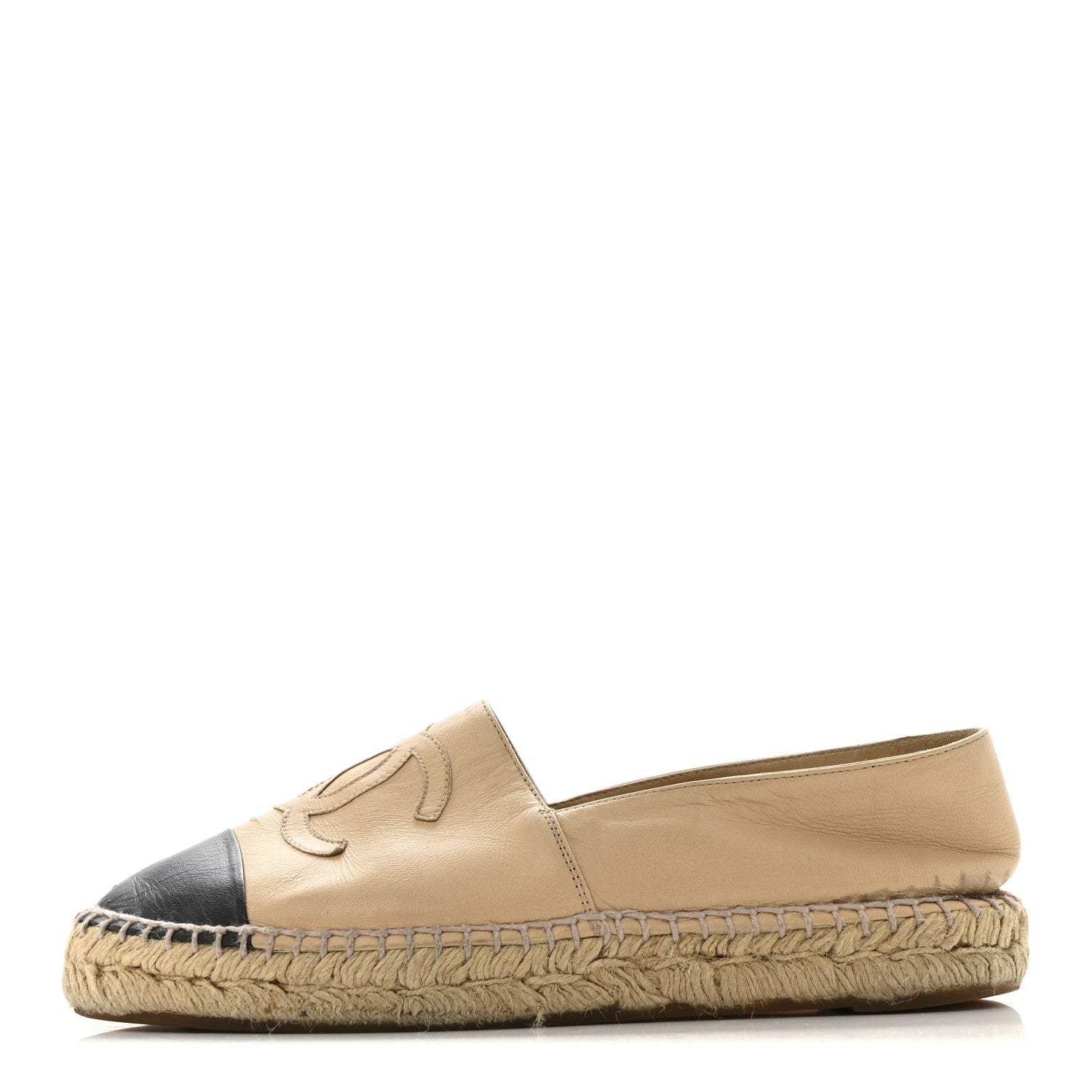 Lambskin CC Espadrilles 37 Beige Black