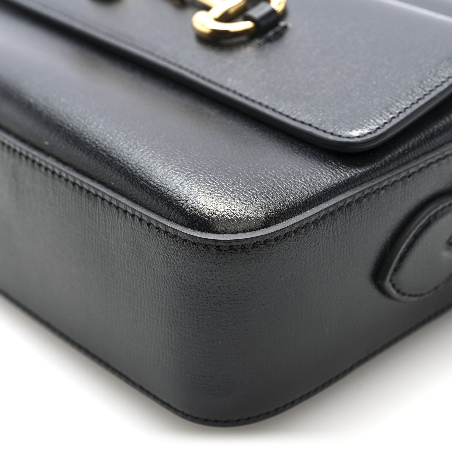 Textured Calfskin Small Horsebit 1955 Shoulder Bag Black