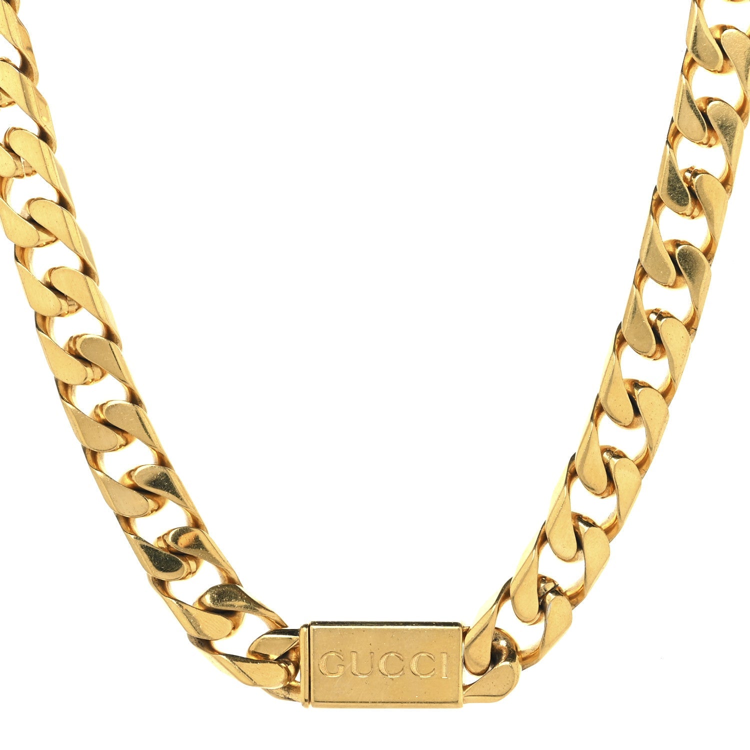 Metal Script Chain Choker Necklace Gold