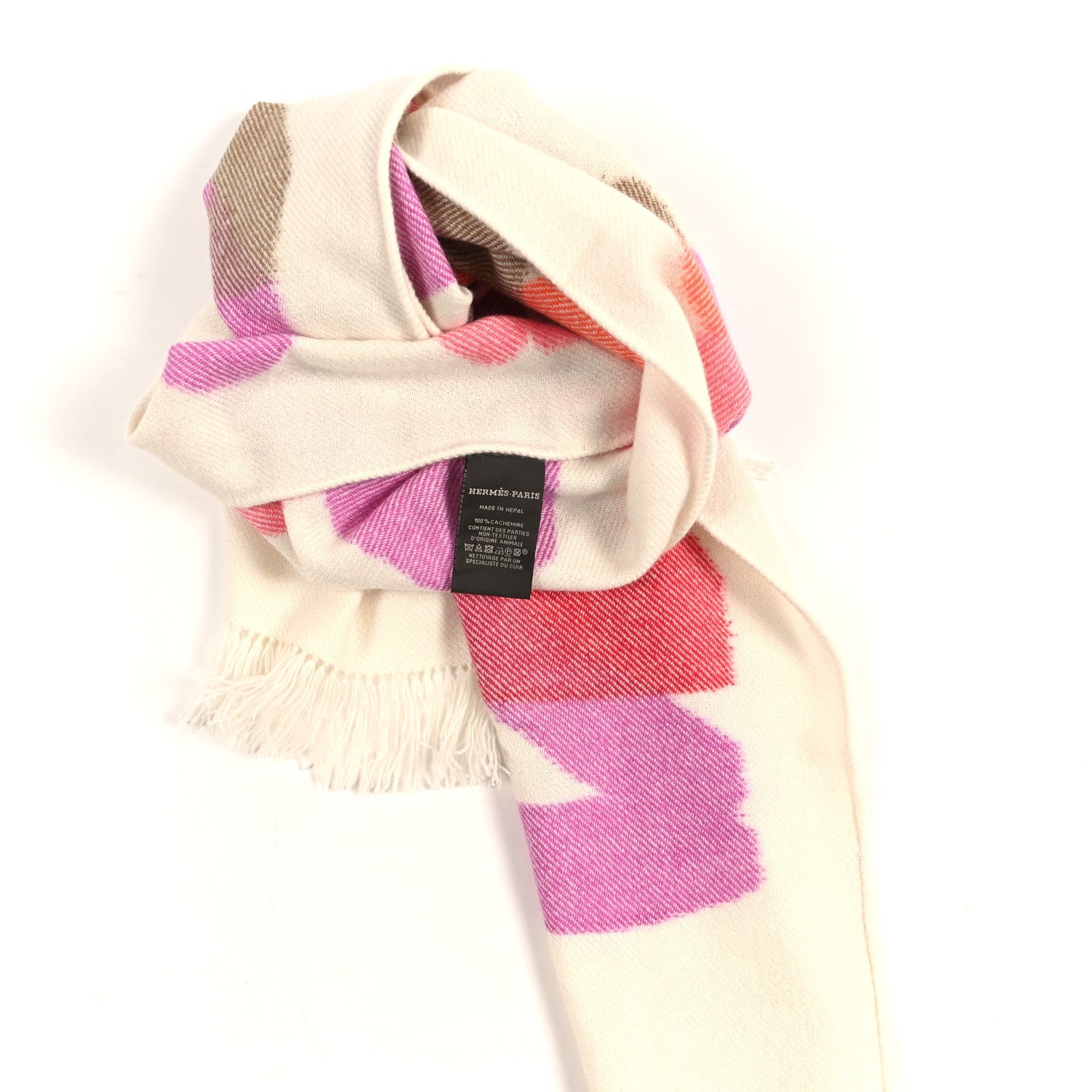 Cashmere Ikat Zig Zag Muffler Ivory