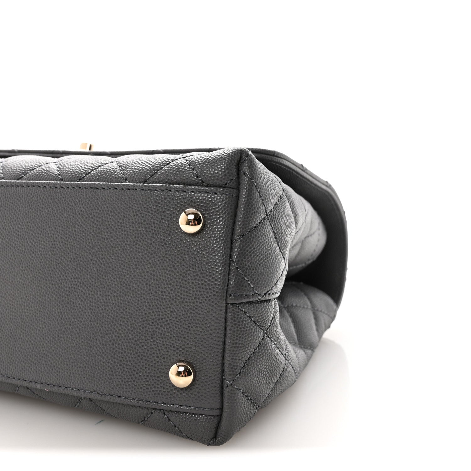 Caviar Quilted Small Coco Handle Flap Dark Grey