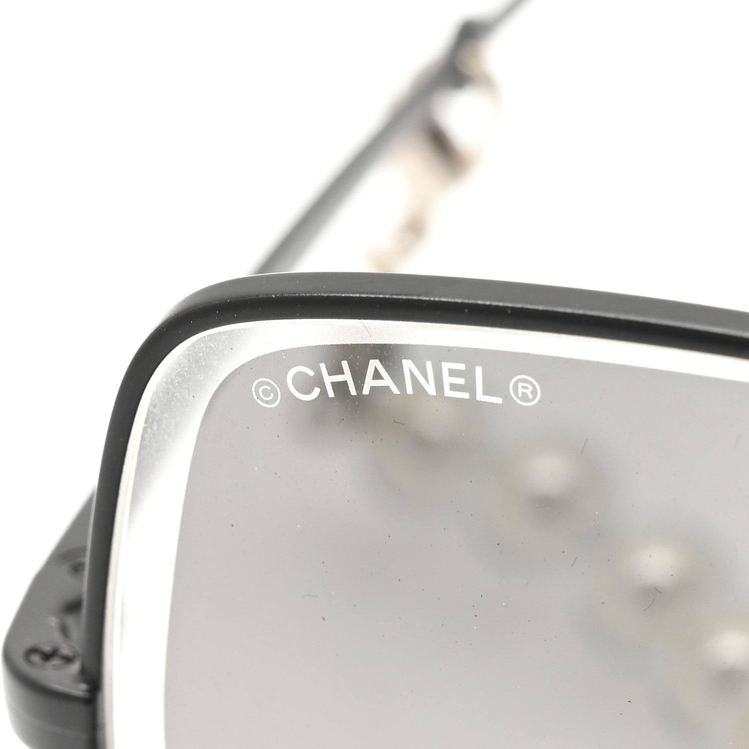 Metal Butterfly Removable Pearl Chain Sunglasses 4262 Black