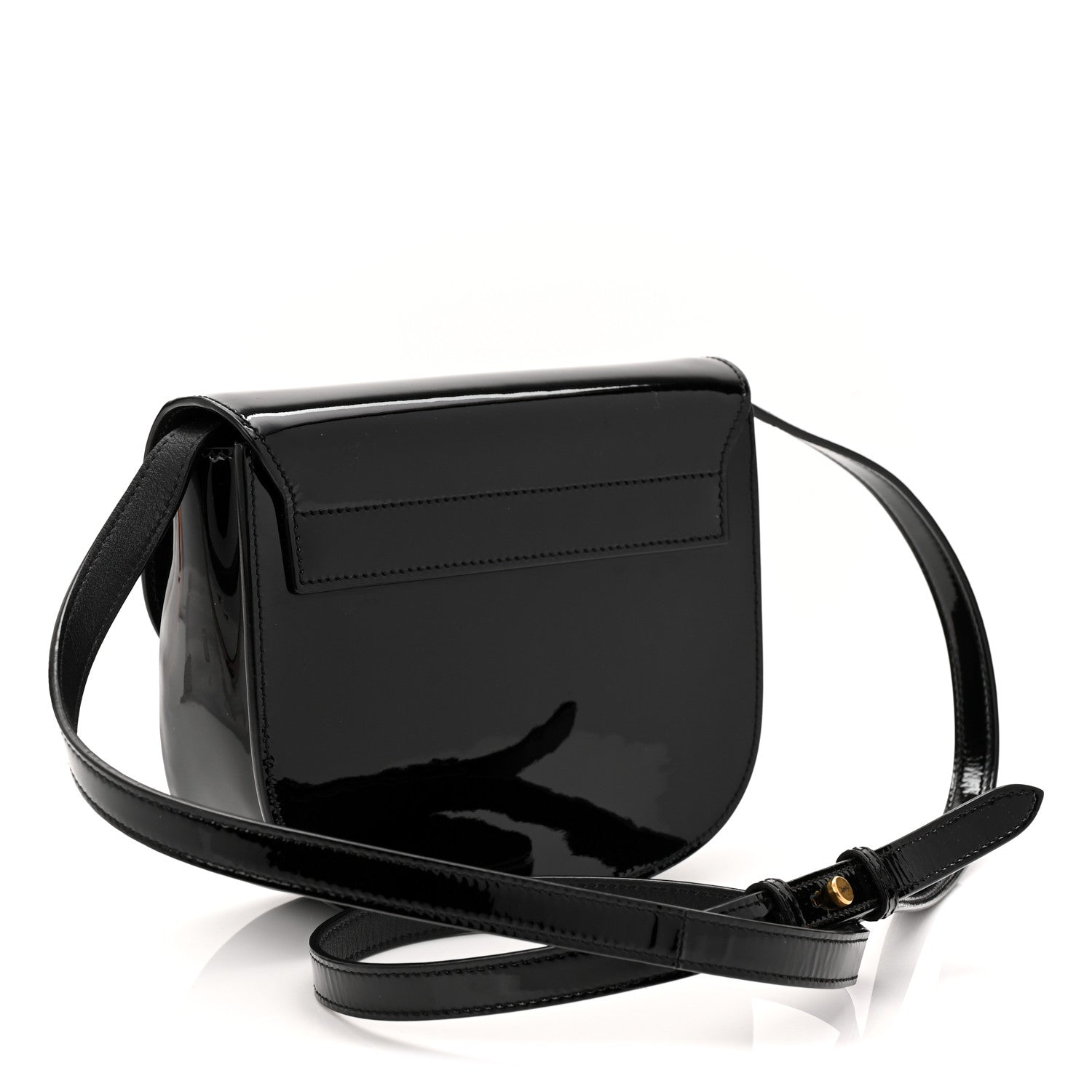 Patent Calfskin Classic Monogram Small Kaia Satchel Black