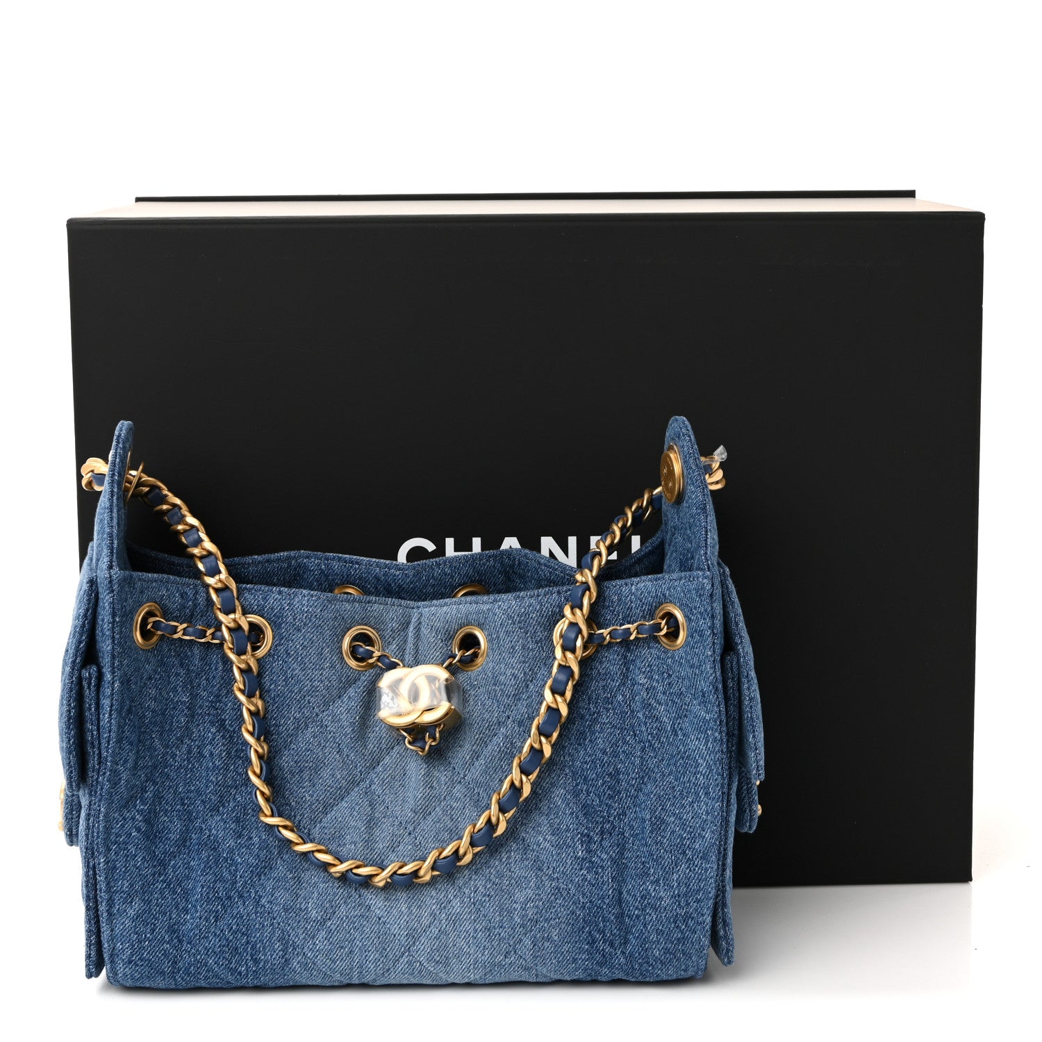 Washed Denim Quilted Mini Chanel 25 Handbag Blue
