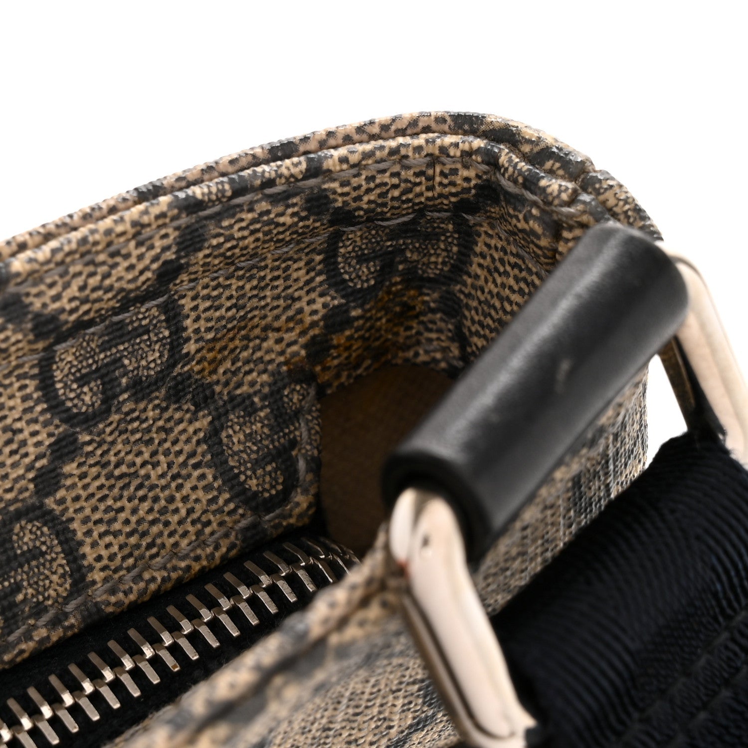 GG Supreme Monogram Selleria Calfskin Small Flat Side Zip Messenger Bag Beige Blue