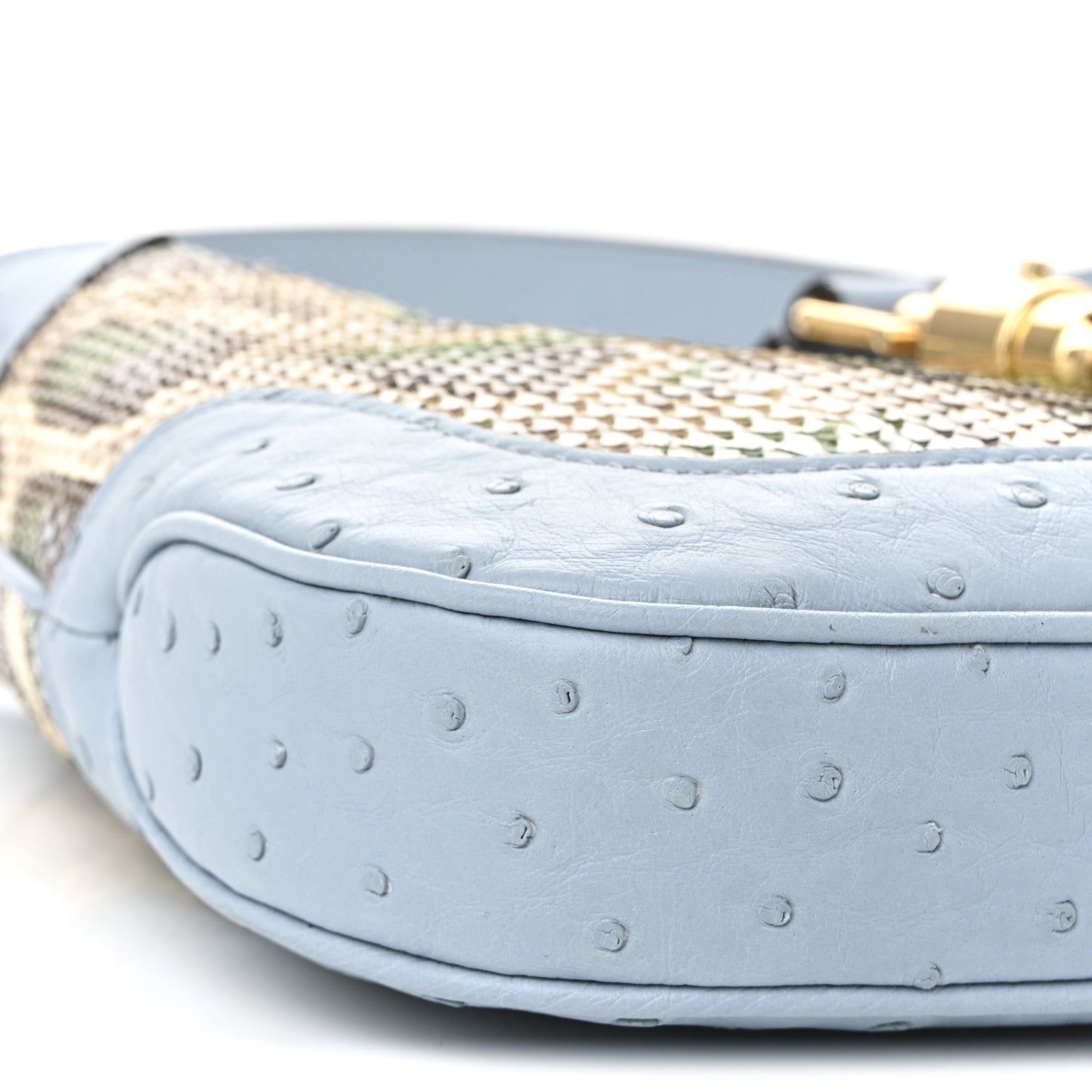 Snakeskin Ostrich Calfskin Small Jackie 1961 Hobo Blue Multicolor