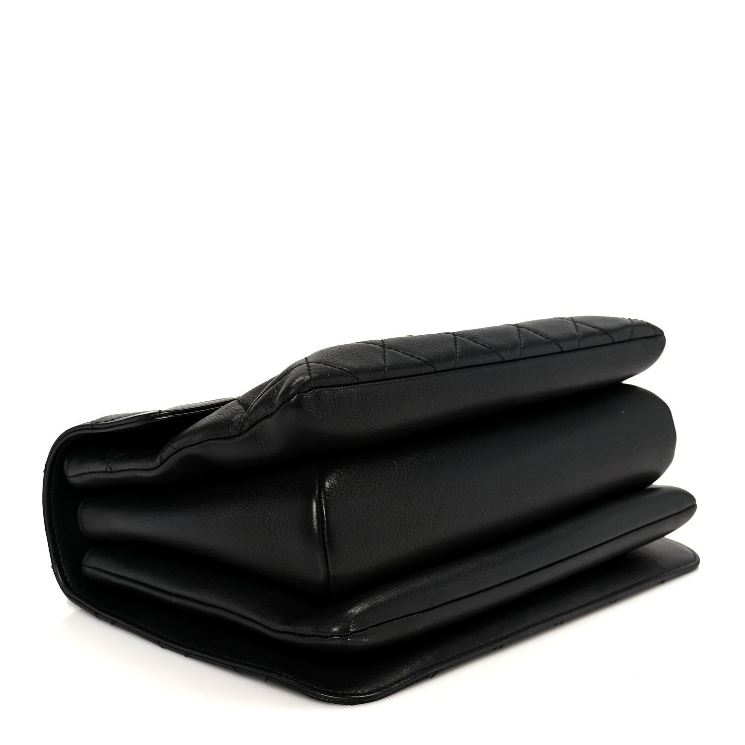 Calfskin Quilted Small Gold Top Handle Flap Black
