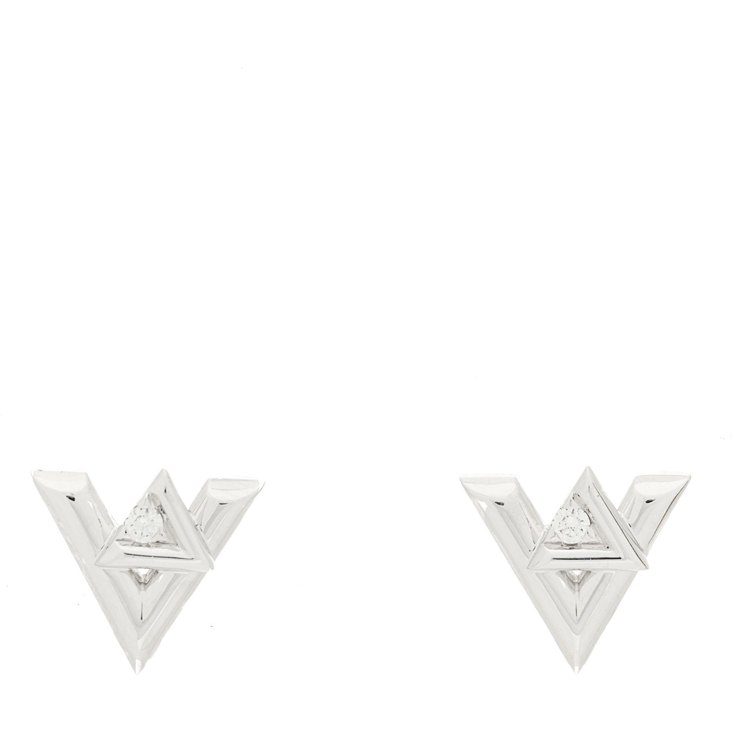 18K White Gold Diamond LV Volt One Earrings