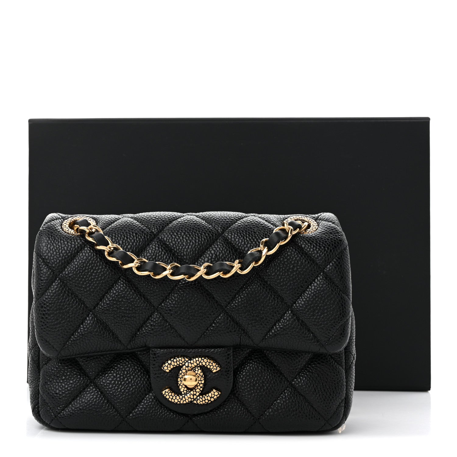Grained Lambskin Quilted Mini Flap Black