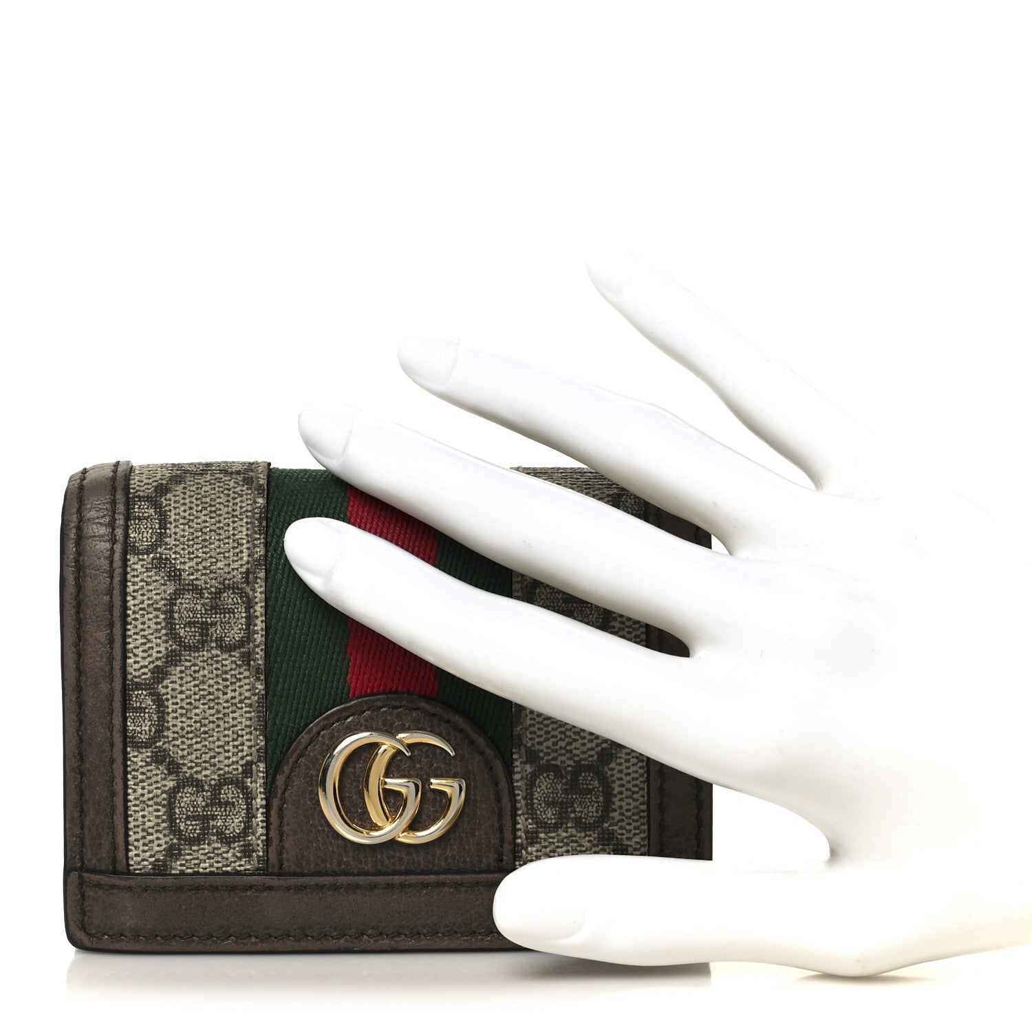 GG Supreme Monogram Web Ophidia Card Case Beige New Acero