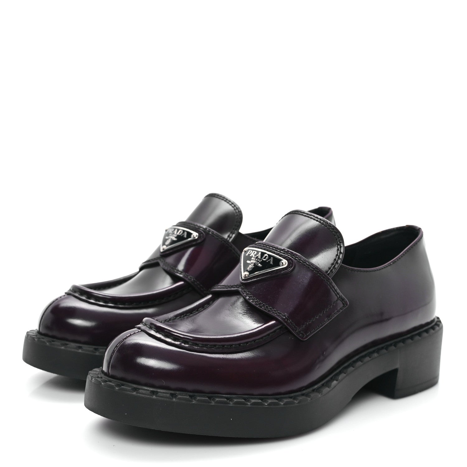 Spazzolato Metal Triangle Logo 50mm Loafers 35 Cordovan